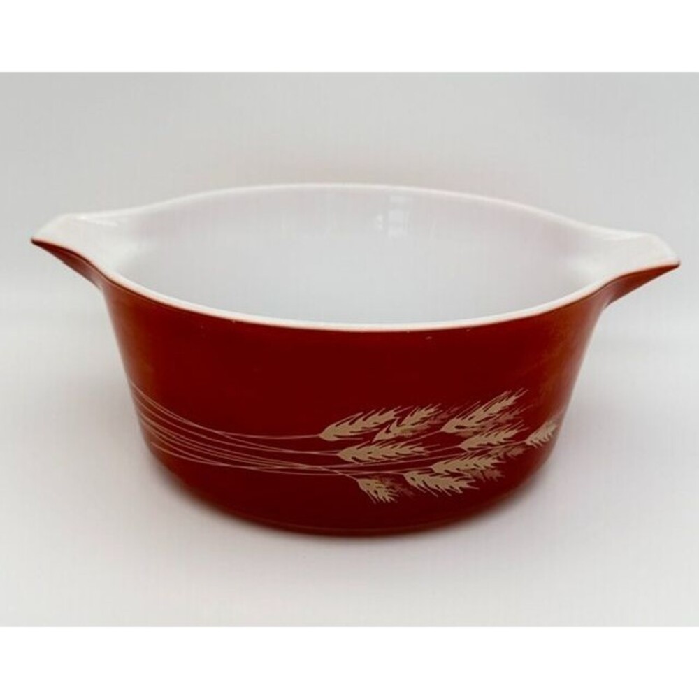 Vintage Pyrex 475-B  Autumn Harvest Wheat Casserole Dish Bowl No Lid 2.5 Qt.